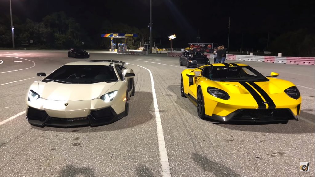 คู่หยุดโลกกลับมาอีกครั้ง ซึ่งงานนี้ Ford GT ขอดวลตัวต่อตัวกับ Lamborghini Aventador ที่ซัดกันตาต่อตา