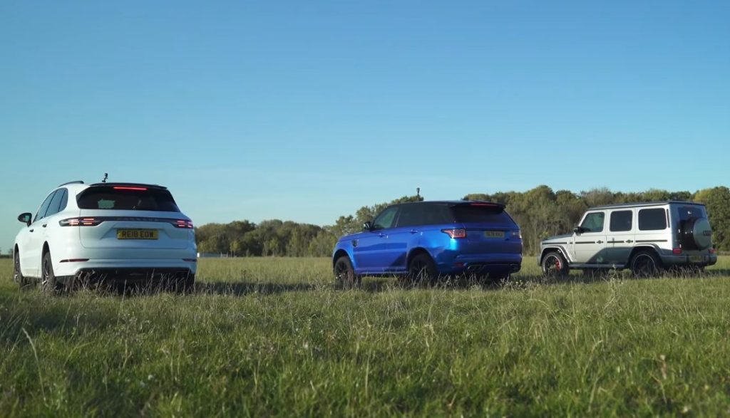 Drag Race SUV ออฟโรดอย่าง G63, Sport SVR และ Cayenne Turbo บนพื้นหญ้าเปียก ใครจะมาเหนือ