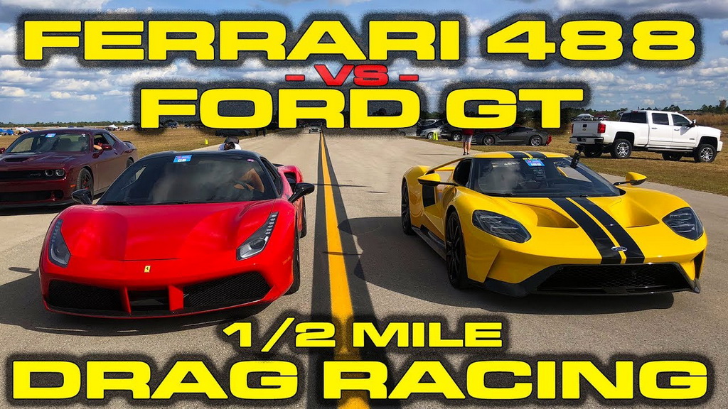มวยถูกคู่!! เมื่อ Ford GT 647 แรงม้า ซัดกับ Ferrari 488 Spider พลัง 661 แรงม้า