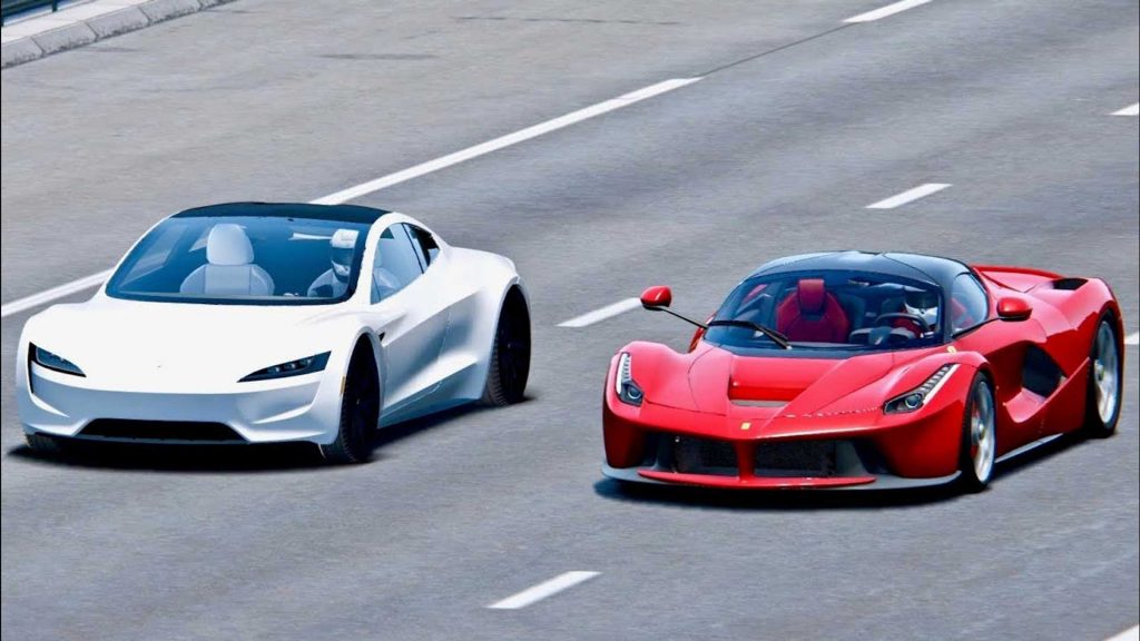 วีดีโอจำลองเปรียบเทียบระหว่าง Tesla Roadster และ Ferrari LaFerrari จะเร็วกว่ากันขนาดไหน