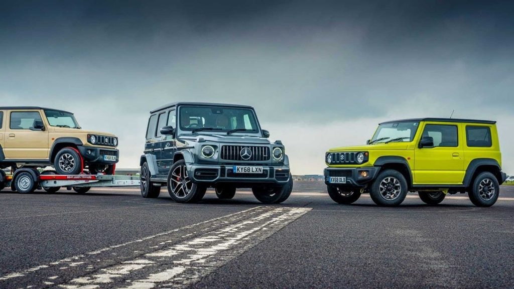 AMG G63 อ่อนข้อให้ Jimny ด้วยการแบก Jimny ไว้อีกคัน เพื่อสู้กันแบบสมศักดิ์ศรี