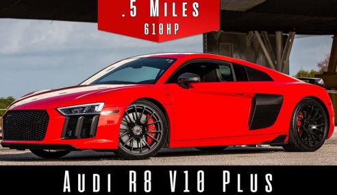เอาเรื่อง Audi R8 V10 Plus โชว์เสียงเครื่องยนต์สุดจี๊ดระหว่างเร่งความเร็วเพียงครึ่งไมล์