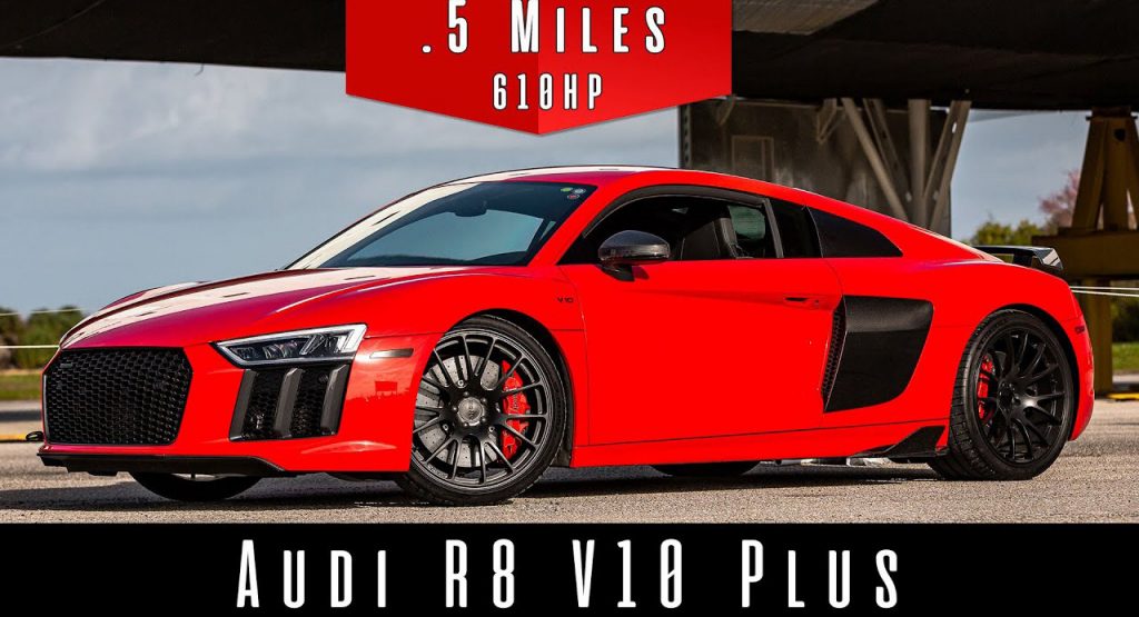 เอาเรื่อง Audi R8 V10 Plus โชว์เสียงเครื่องยนต์สุดจี๊ดระหว่างเร่งความเร็วเพียงครึ่งไมล์