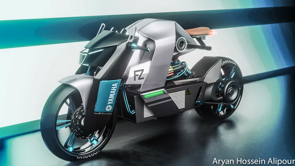 Yamaha FZ Electric เรนเดอร์คอนเซ็ปต์จักรยานยนต์ไฟฟ้า โดย Aryan Hossein Alipour