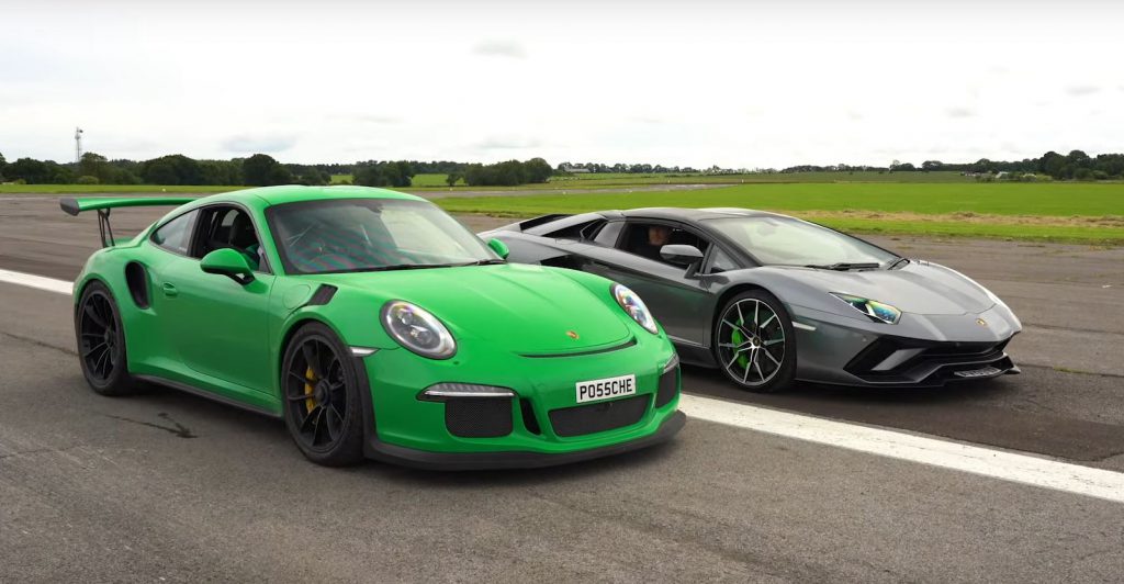 Aventador S Roadster เจอกับ 911 GT3 RS กลายเป็นแดร็กเรซแมทช์ที่ตื่นเต้นที่สุด